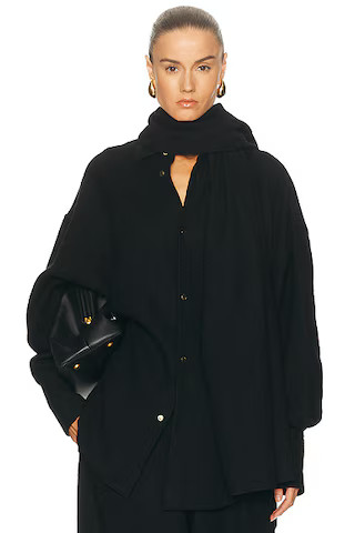 Georgia Detachable Scarf Japanese Light Wool Shirt | FWRD 