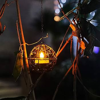 Solar Lights Outdoor Hanging Lanterns, ZHONGXIN Beaded Copper Wire Ball Candle Holder with Solar ... | Amazon (US)