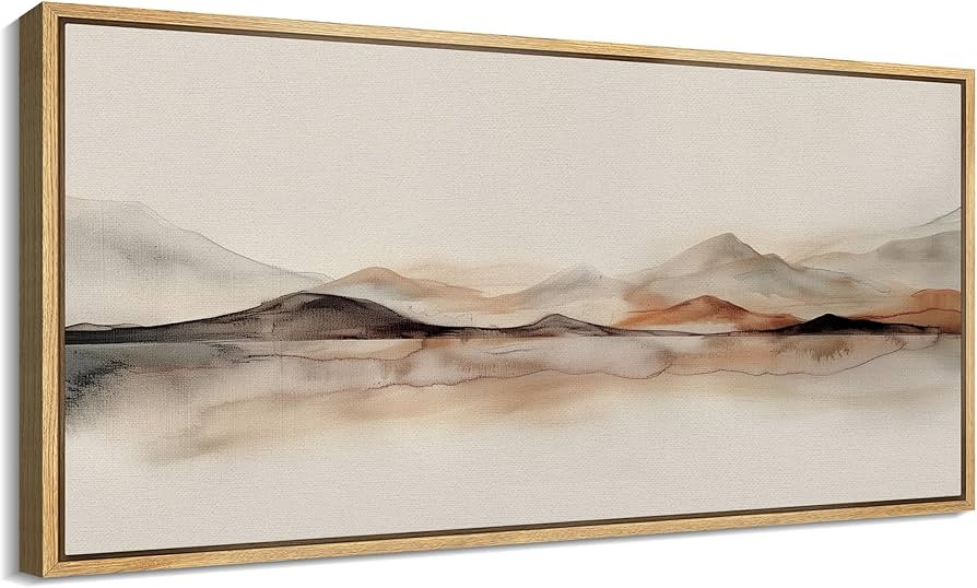 SIGNFORD Extra Large Framed Canvas Print Wall Art Mountain Haze Abstract Landscape Illustrations ... | Amazon (US)