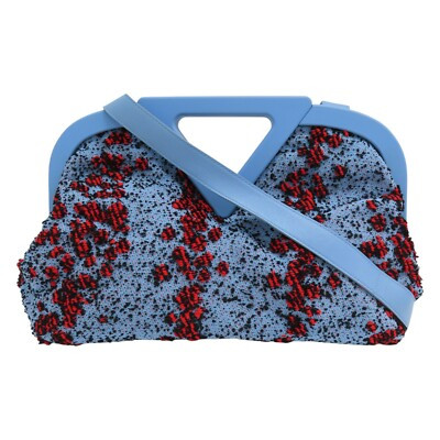 BOTTEGA VENETA Point Boucle Shoulder Bag Lambskin Blue | eBay US