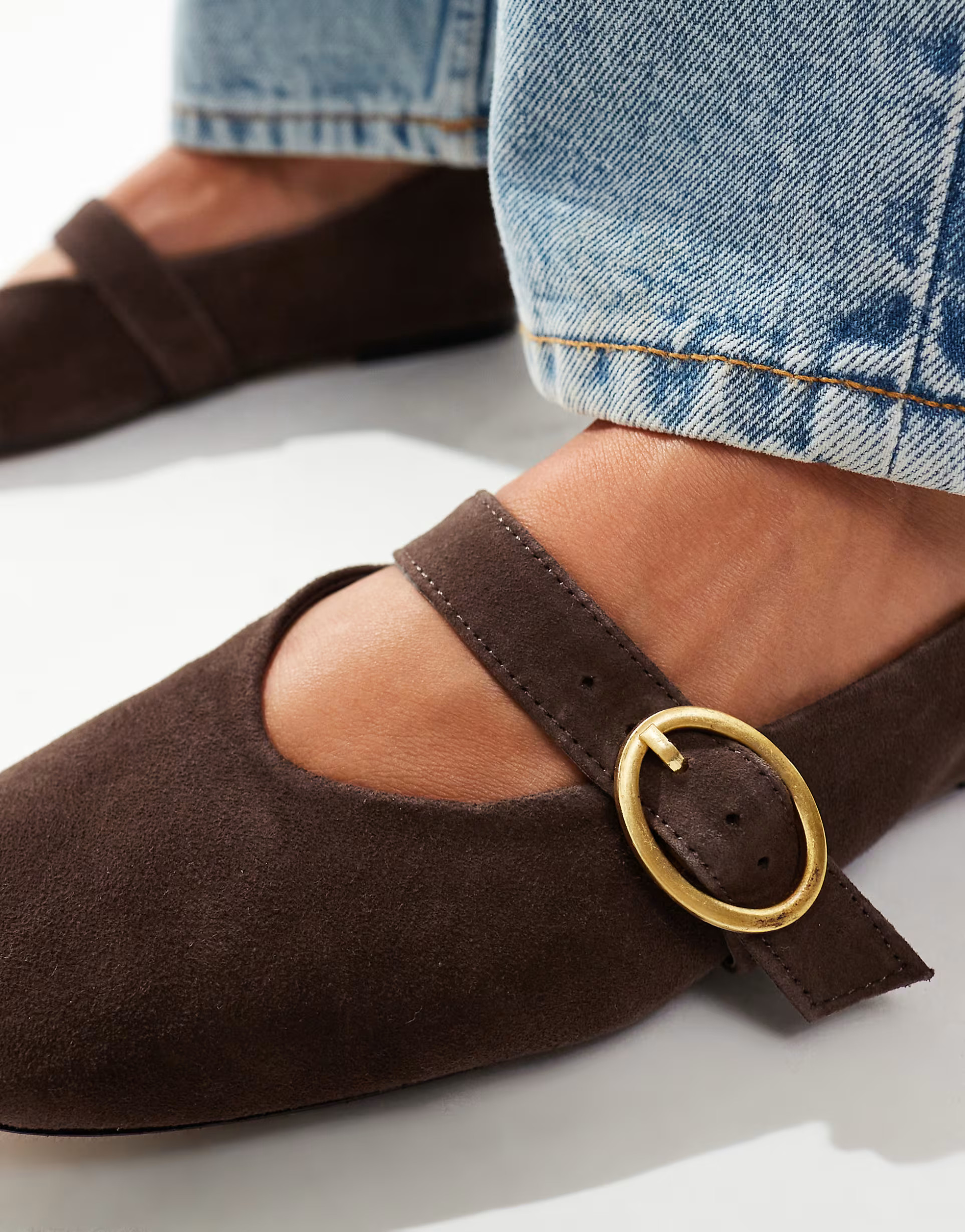 ASOS DESIGN Luxe Premium Leather Mary Jane ballet in brown | ASOS | ASOS (Global)