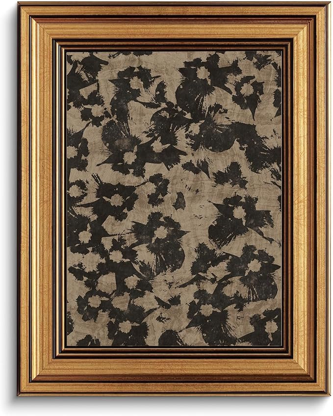 Gold Framed Wall Art Vintage Canvas Wall Art Crushed Flower Minimalist Floral Pattern Botanical A... | Amazon (US)