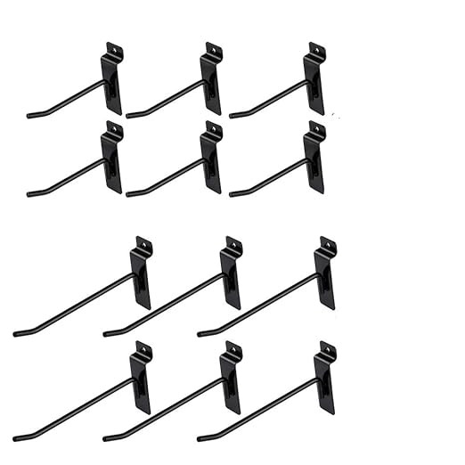 Dazzling Displays Box of 12 (Six 4-Inch and Six 6-Inch) Black Metal Slatwall Hooks | Amazon (US)