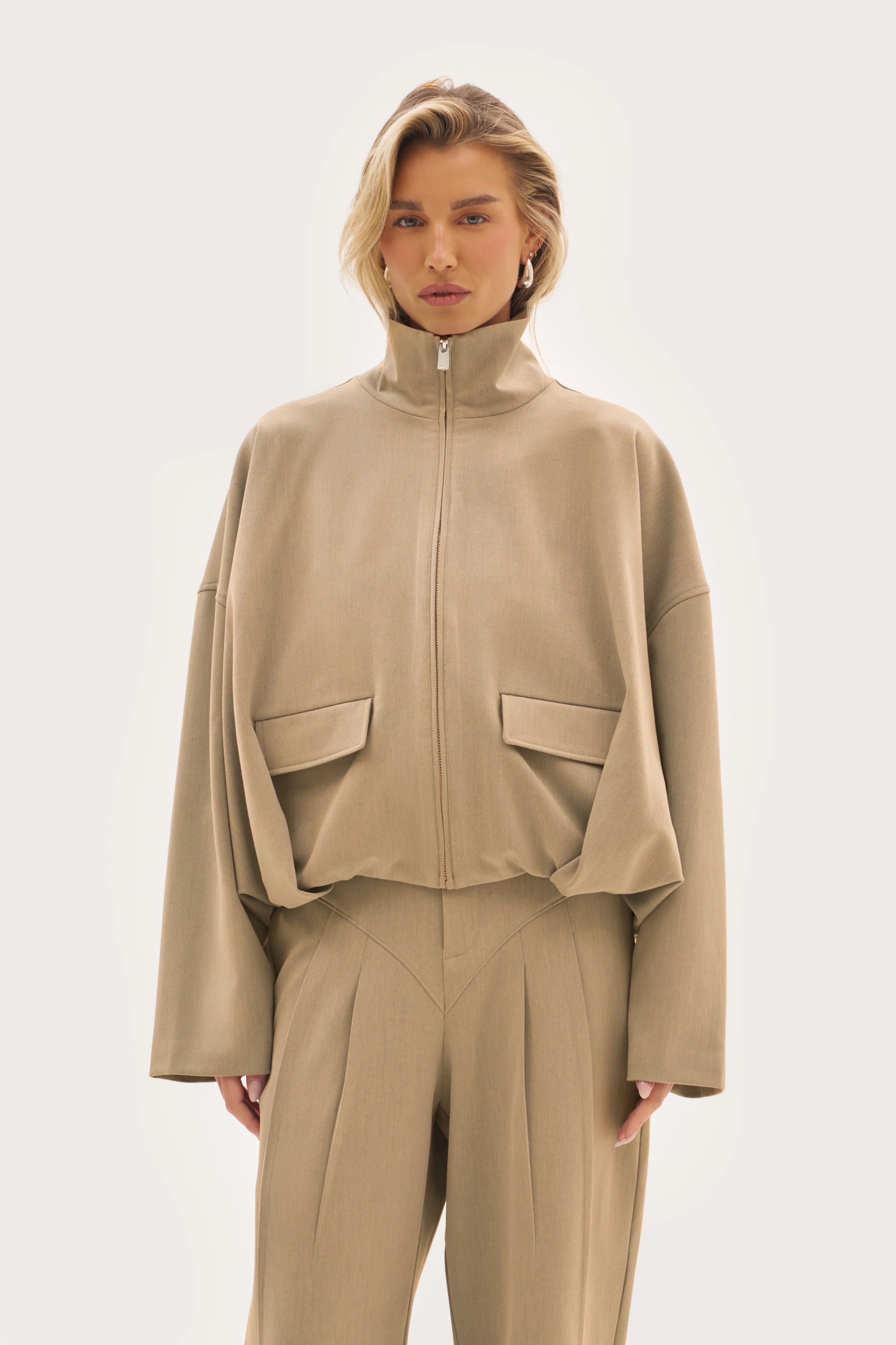 Tailored Track Jacket - Beige | Maebe