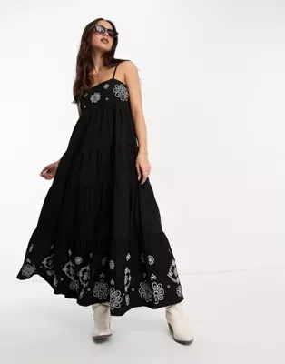 Miss selfridge button through broderie store maxi dress