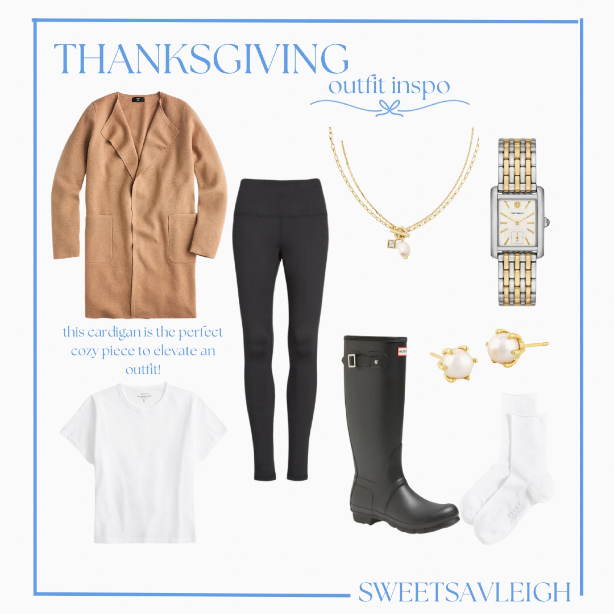Casual Thanksgiving outfit idea! | leggings, cardigan, sweater, hunter boots, rain boots 

#LTKHoliday #LTKStyleTip #LTKSeasonal