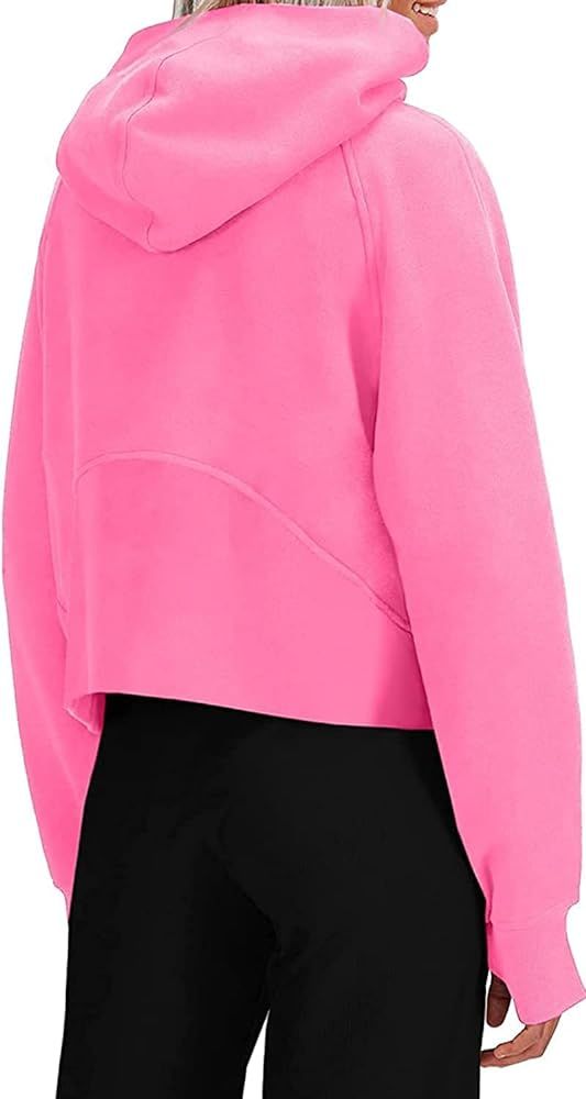 Fisoew Womens Zip Up Sweatshirts Fleece Lined Collar Crop Hoodie Casual Cotton Long Sleeve Tops w... | Amazon (US)