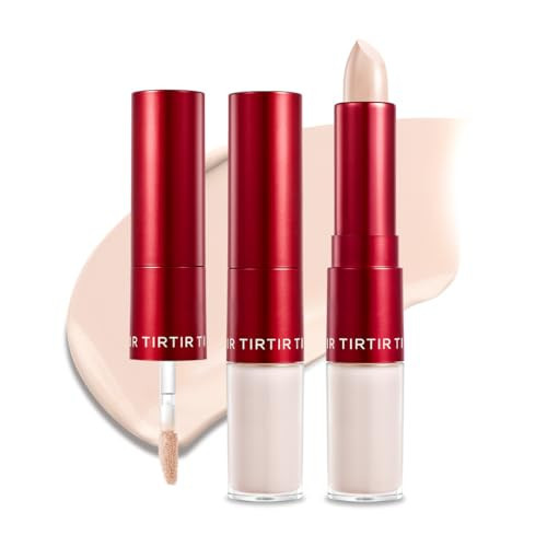 TIRTIR Glide&Hide Blurring Concealer - Creamy texture, Conceals dark circles and wrinkles, Dual formula (liquid tip & balm stick), Long-lasting wear, Korean Makeup, #0.5N, 0.28 Oz | Amazon (US)