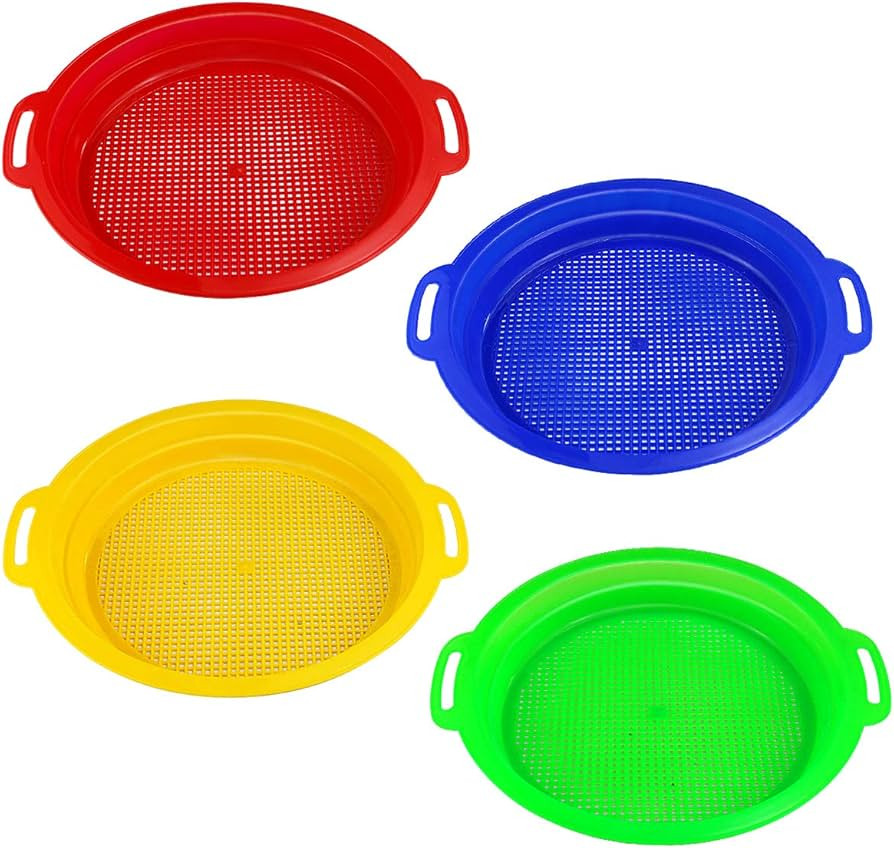 4 Pack Multicolor Sand Sifter Sieves,Plastic Sand Sifter for Backyard Park Party Favor Sand and B... | Amazon (US)