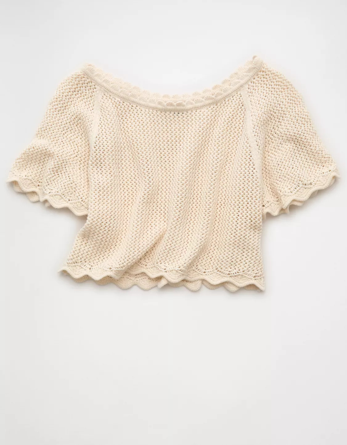 AE Off-the-Shoulder Cropped Crochet Tee | American Eagle Outfitters (US & CA)