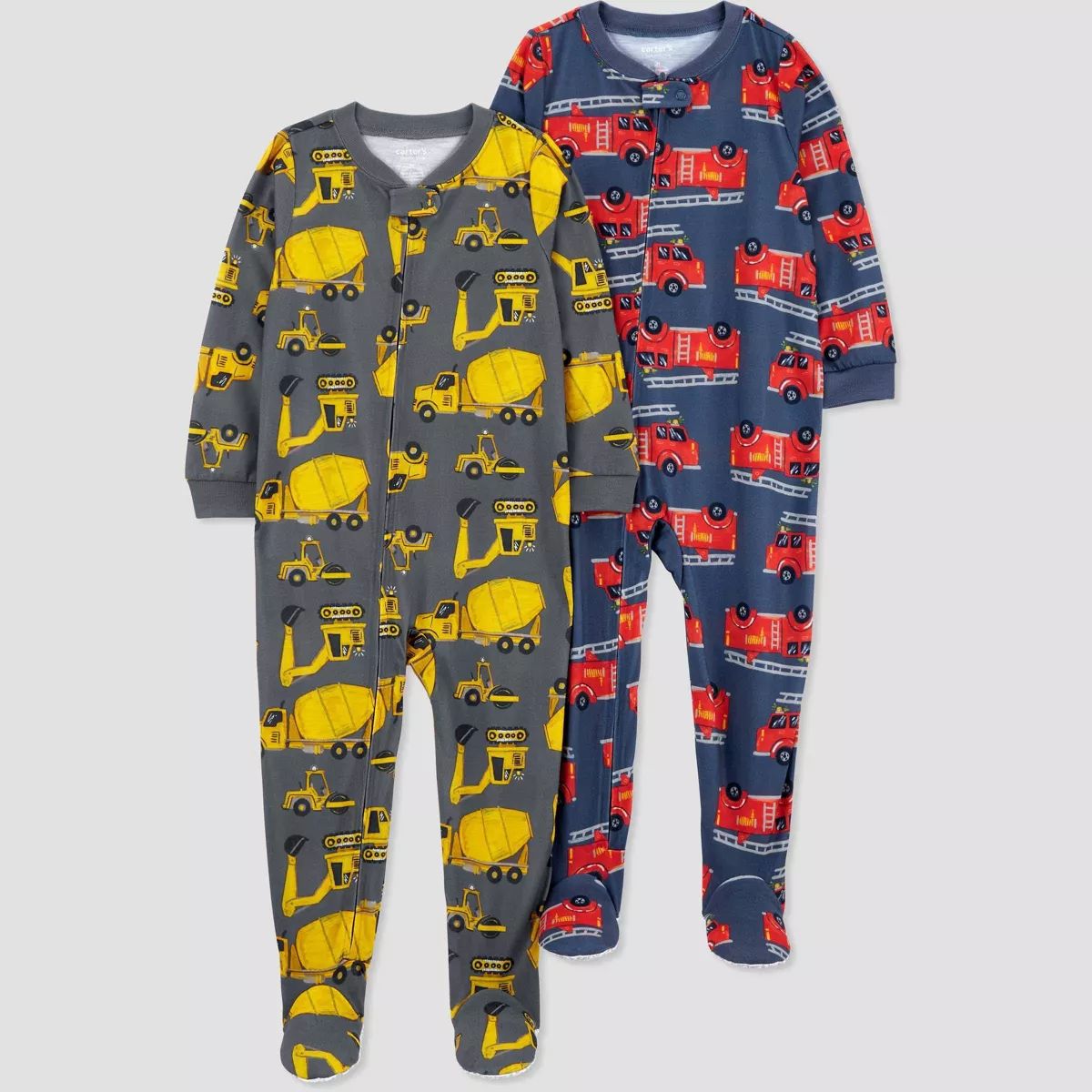 Carter's Just One You® Toddler Boys' Construction Fire Trucks Footed Pajamas - Red/Yellow/Blue | Target