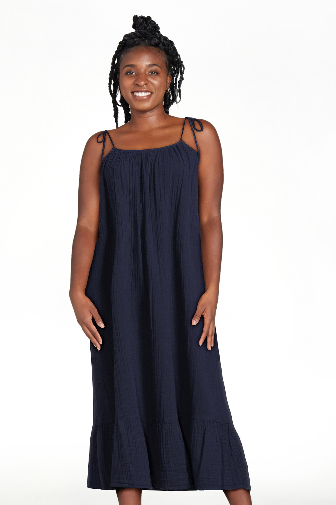 Time and Tru Women's Tie Shoulder Midi Dress, Sizes XS-XXXL | Walmart (US)