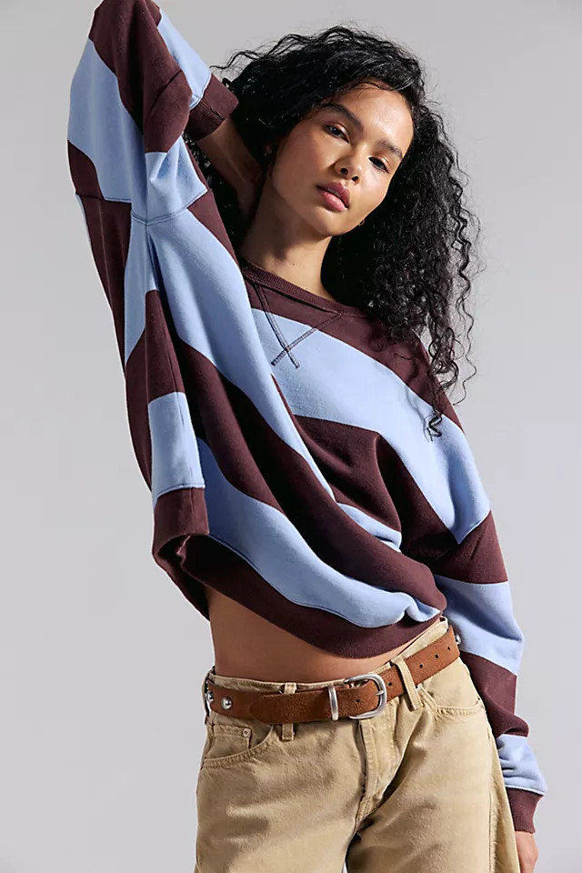 We The Free Classic Striped Oversized Crewneck | Free People (Global - UK&FR Excluded)