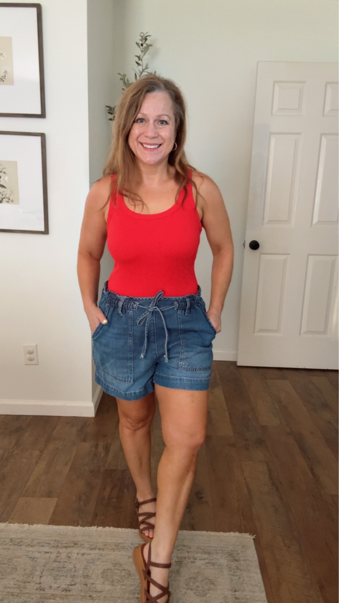 Summer outfit idea 
Perfect for the 4th of July and all summer 
Denim shorts 
Red bodysuit
Sandals 

I am in a small in bodysuit and in Shorts, sandals TTS

#LTKPetite #LTKootd #LTKMidsize