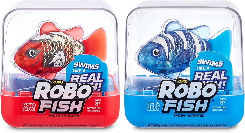 Robo Alive Robo Fish Series 2 (Red + Blue 2 Pack) by ZURU Robotic Swimming Fish Water Activated, ... | Amazon (US)