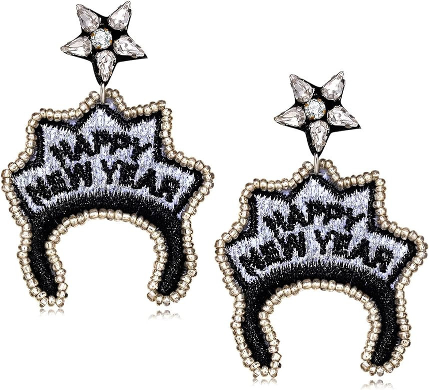 New Year’s Eve Earrings Rhinestone Beaded NYE Earrings for Women Delicate Holiday Earrings Fest... | Amazon (US)