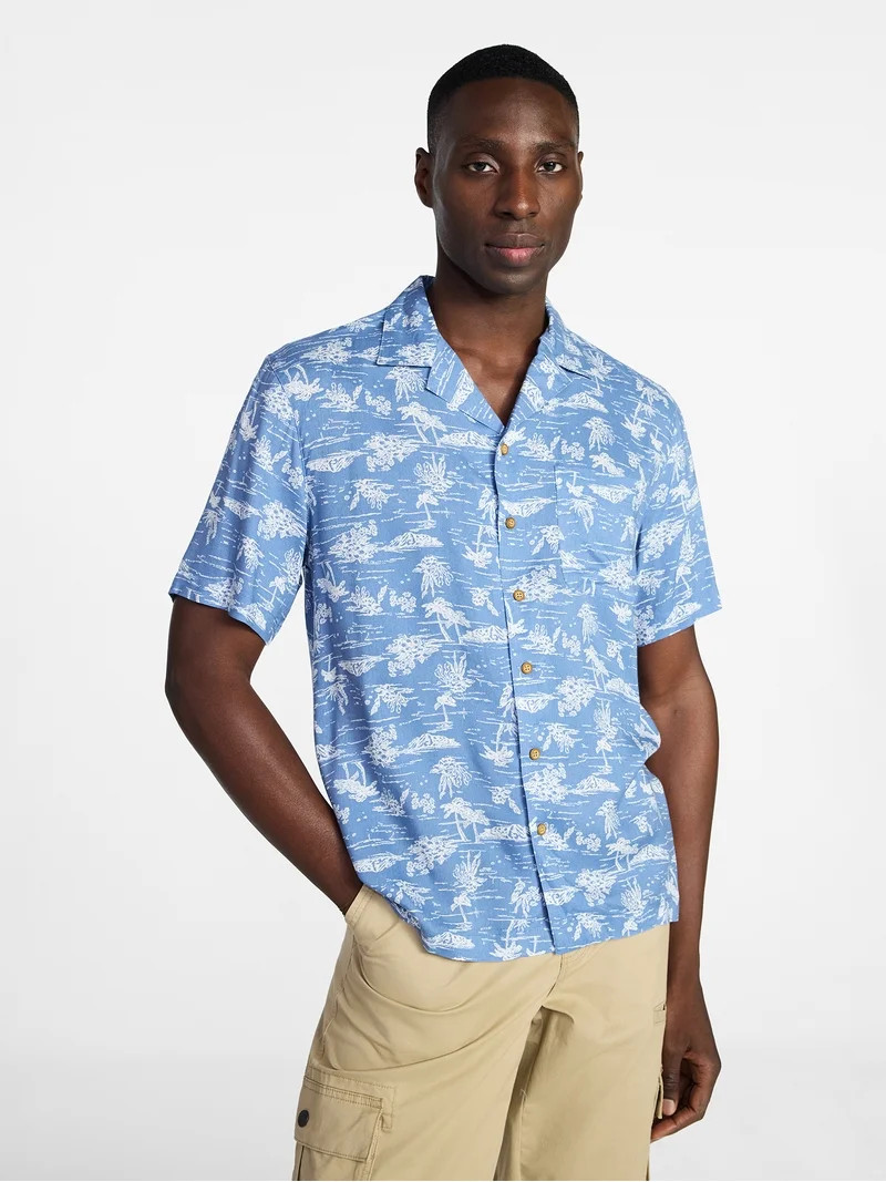 George Men's Printed Camp Shirt with Short Sleeves, Sizes S-3XLT | Walmart (US)