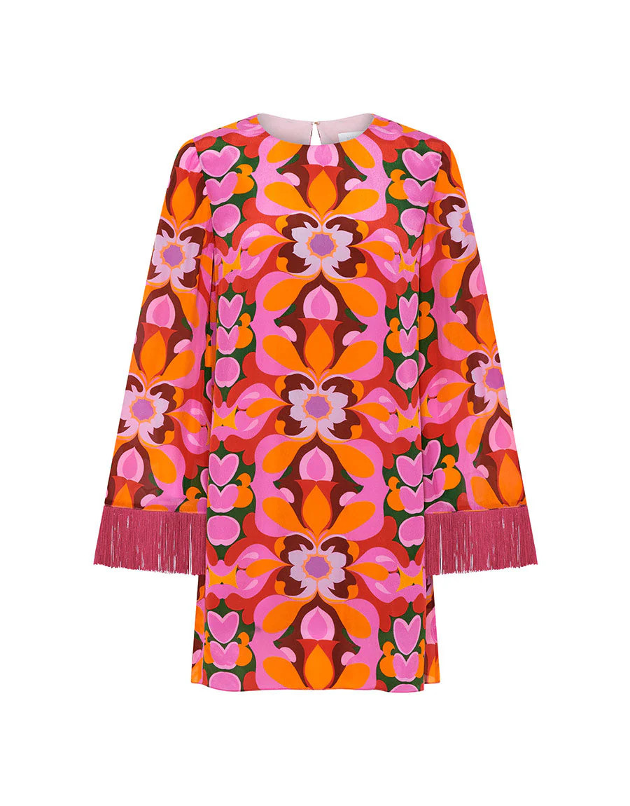 Cocoa Crepe Mini Dress in Seventies Orange | Over The Moon