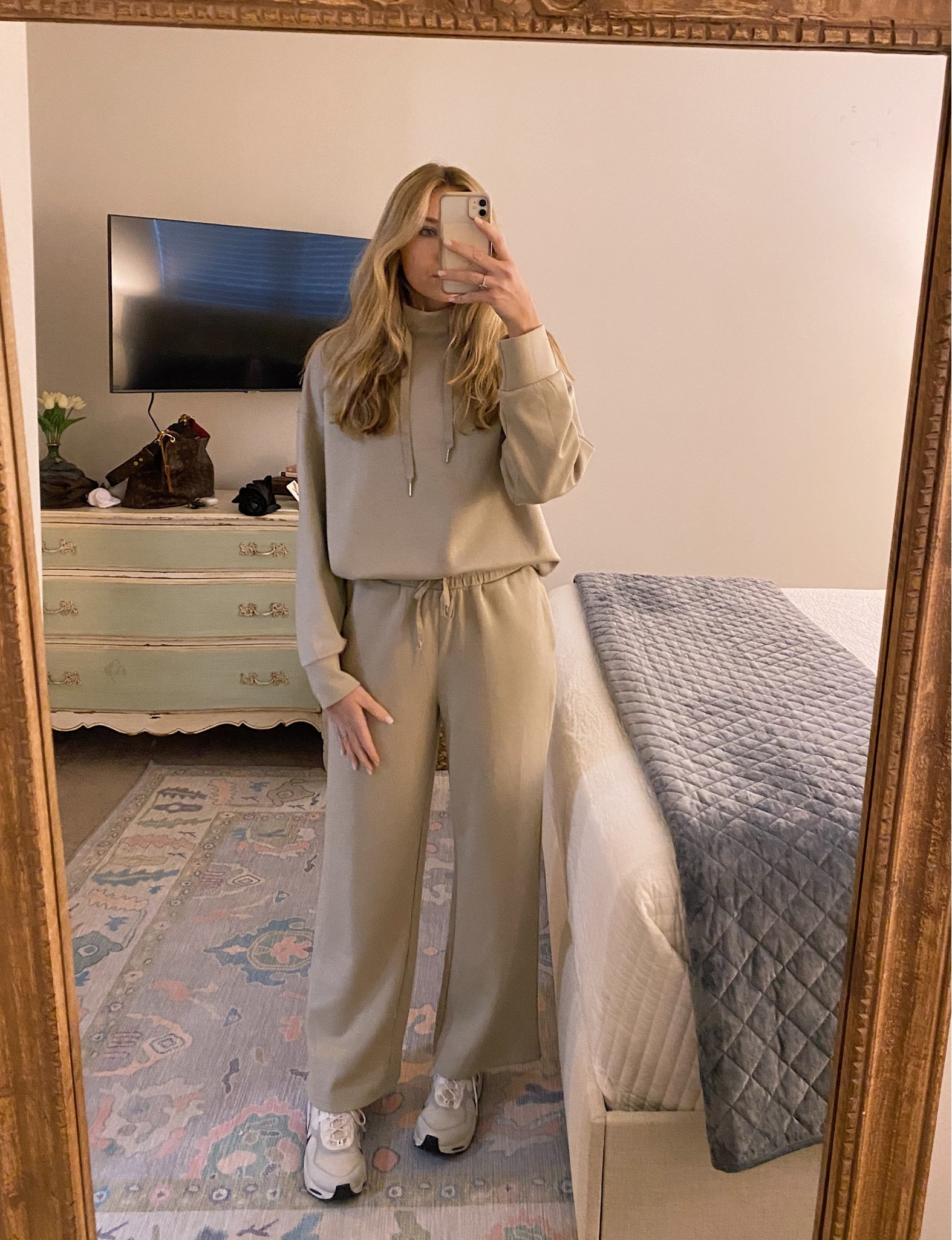 What I Wore! On a rainy Saturday. This is my new fav lounge set! Spanx dupe! Wearing a medium  

Spanx dupe // lounge set // beige 

#LTKSeasonal #LTKfindsunder100 #LTKMostLoved