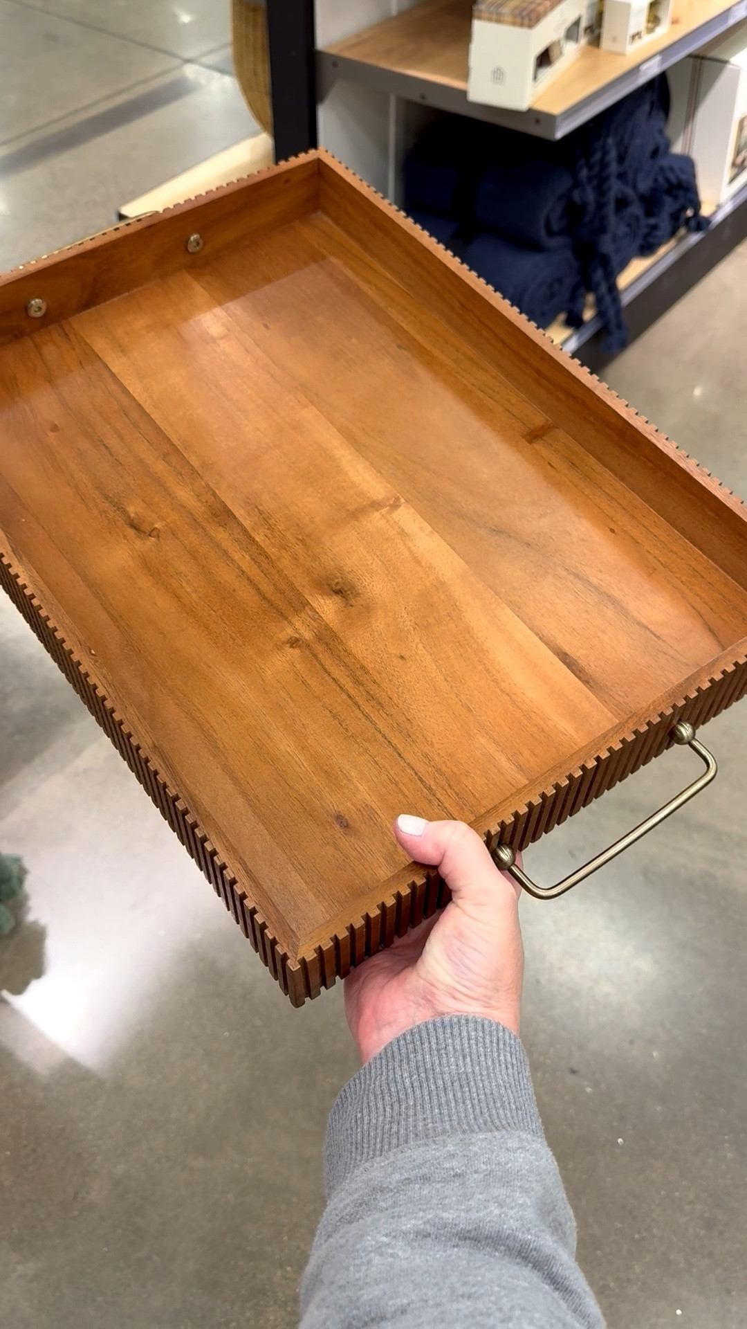 This is a beautiful rectangular wood tray with grooved edges. I love the stain color and brass hardware. This feels like a good, heavyweight tray. It’s perfect for your coffee table, sideboard, or kitchen….and use it for parties, decor, or breakfast in bed!

And if you’re a mosaic artist, this would make a really nice substrate for your tile work. For mosaic tips, tutorials + inspiration please visit my YouTube channel: YouTube.com/julieweilbacher. Follow @julieweilbacher on Instagram for all things mosaic art.

#woodtray #servingtray #tray #groovedtray #rectangletray #homedecor #hostingessentials #breakfasttray #target #mosaic #coffeetabledecor #kitchendecor

#LTKHome