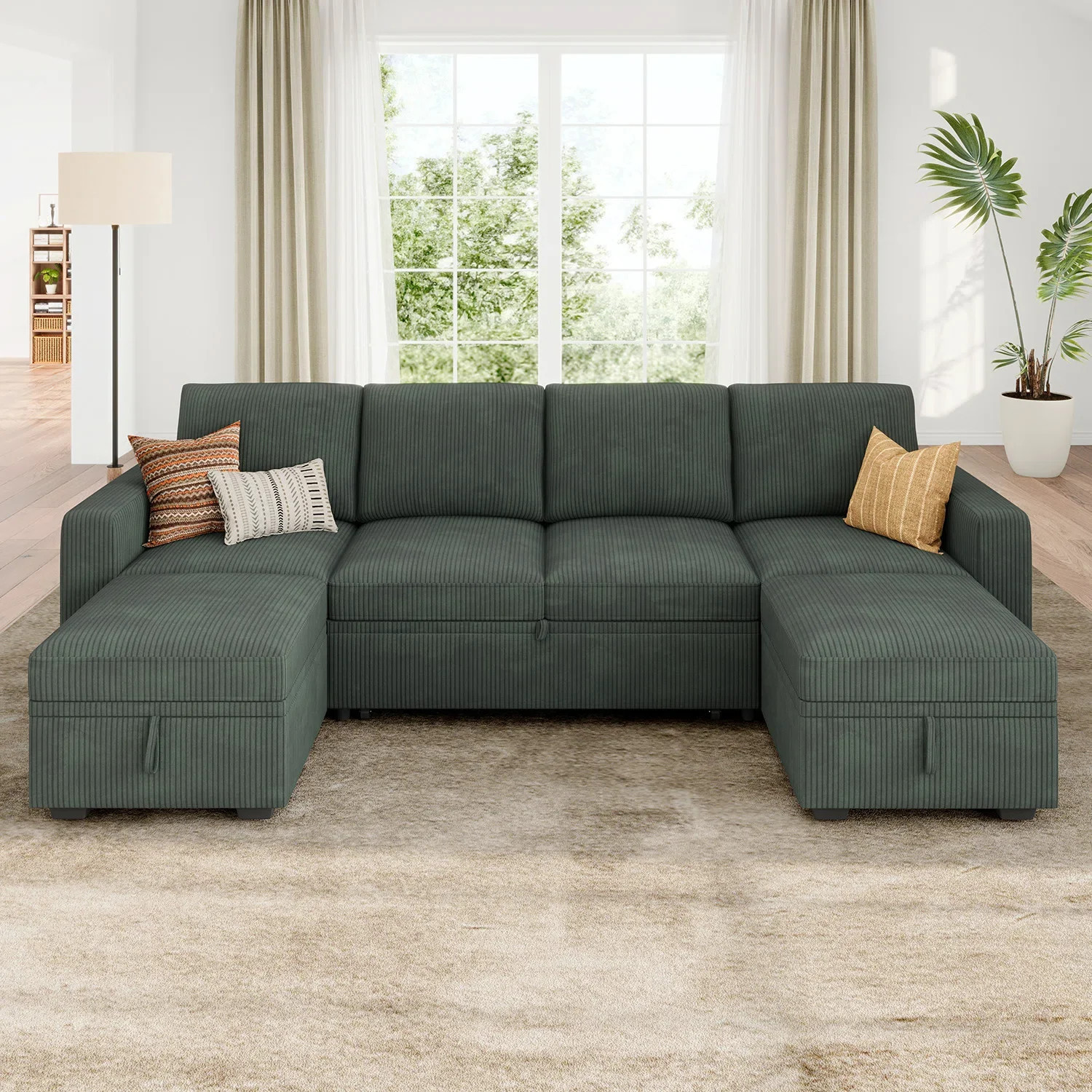 Latitude Run® U Shaped Sleeper Sofa Pull Out Couch Storage Sectional Sofa & Reviews | Wayfair | Wayfair North America