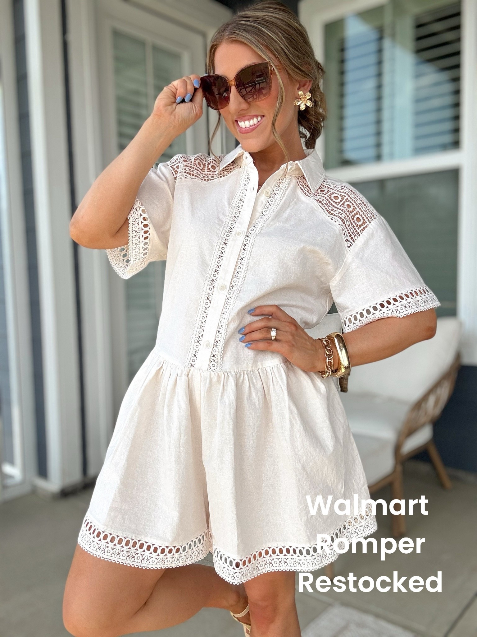 This Walmart lace romper is officially BACK and even cuter than I remembered 🤍 The lace detail, scalloped trim, and flowy fit make it look so much more expensive than it is! Perfect for summer dinners, beach vacations, bridal events, or just dressing up without sacrificing comfort. I’m obsessed with the feminine details and easy throw-on-and-go fit. Runs true to size and such a good neutral piece to style all season long!

#WalmartFashion #WalmartFinds #WalmartStyle #SummerOutfit #LaceRomper #NeutralStyle #AffordableFashion #VacationStyle #SummerFashion #OOTD #RomperStyle #WomenWhoShopWalmart #RestockAlert #CuteSummerOutfit #FashionFinds

#LTKootd #LTKPetite