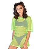 iHeartRaves Restless Oversize Fishnet Tee Shirt (Neon Green, Small) | Amazon (US)