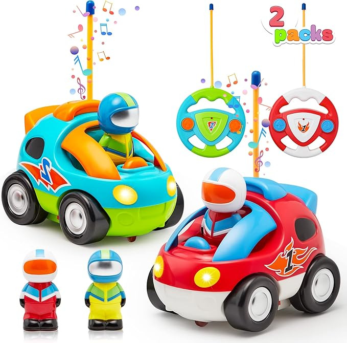 JOYIN 2 Pack Cartoon Remote Control Car, RC Cars with Music & Sound, Treasure Box and Prize for C... | Amazon (US)