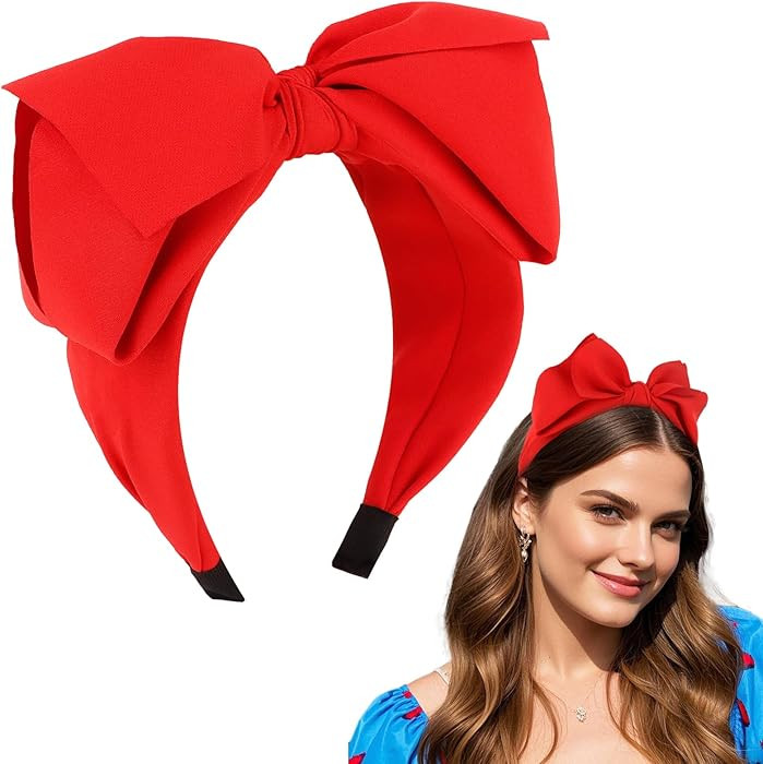 Bow Headband for Women Non Slip Fashion Knotted Headband with Bow Girls Red Bunny Ears Head Band ... | Amazon (US)