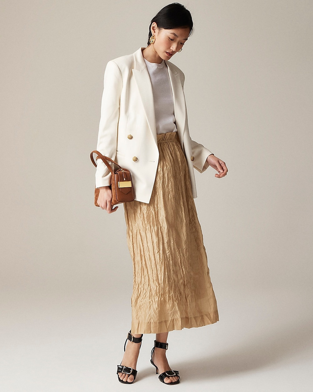 Crinkled gathered-waist skirt | J. Crew US