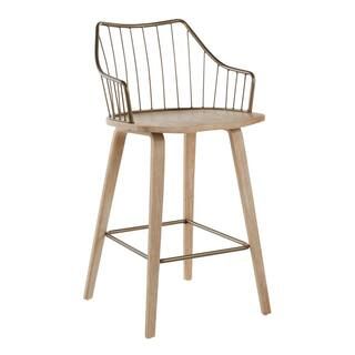 Lumisource Winston 37 in. Counter Stool in White Washed Wood and Antique Copper Metal B26-WINSTN ... | The Home Depot