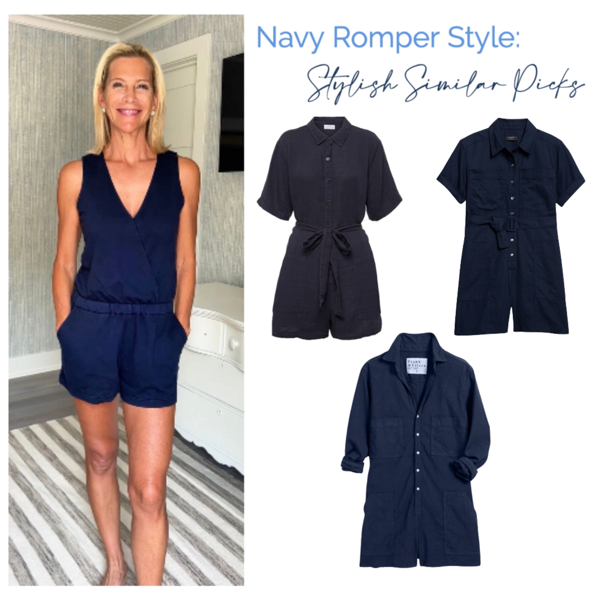 My go-to romper from Pareto! Here are some alternatives. Who else loves a good shorts romper? 
#Rompers #NavyBlue #FashionFinds #StyleInspo #CasualChic #WardrobeEssentials #RompersForDays #OutfitGoals #SummerStyle #EverydayFashion

#LTKStyleTip #LTKFindsUnder100 #LTKOver40