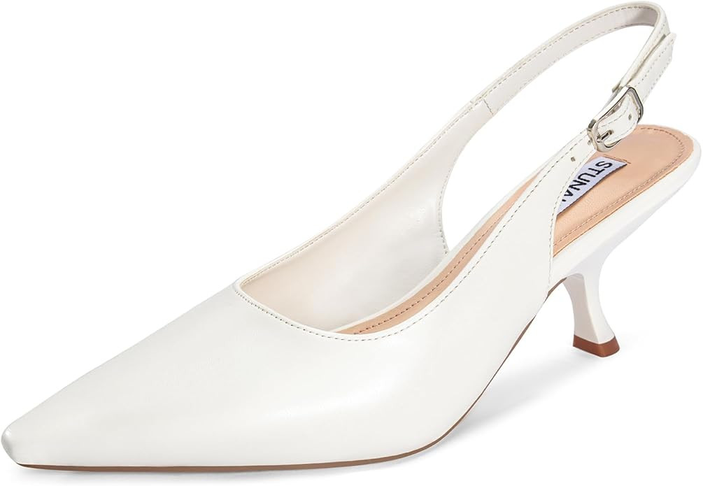 STUNAHOME Womens Slingback Kitten Heels Closed Pointed Toe Bowknot Knitted Slip On Work Pumps Dre... | Amazon (US)