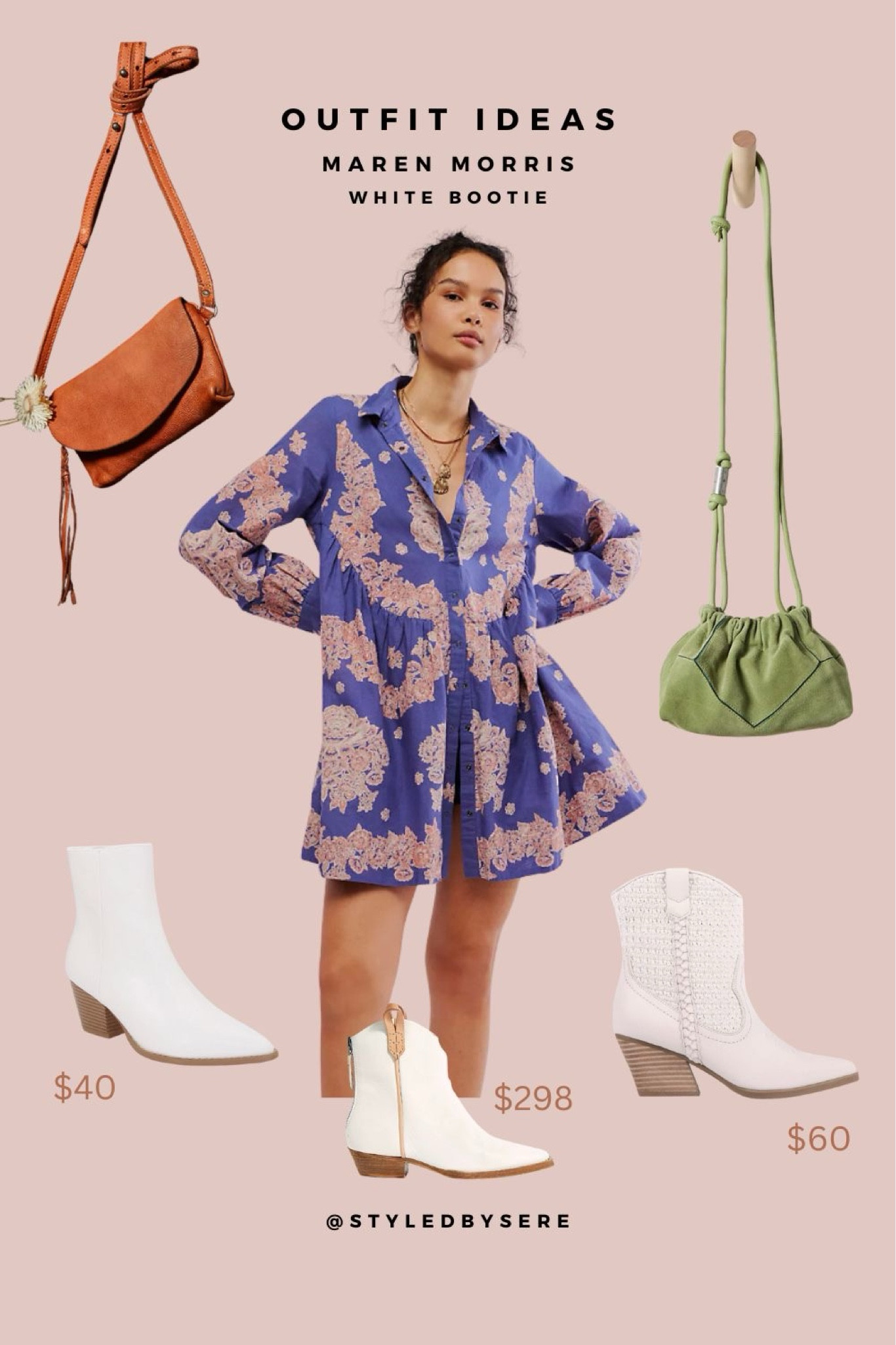 Country Concert: White Bootie
.

White bootie options for Maren Morris concert. Crossbody in either color coordinating orangey or a color complimenting green. Three white bootie options: 1. a textured western to add character and style. 2. a  structured, clean option that will carry you past 'country' outfits. 3. A luxury option for improved leather, with a combination western / classic feel.

#LTKFindsUnder100 #LTKParties #LTKShoeCrush