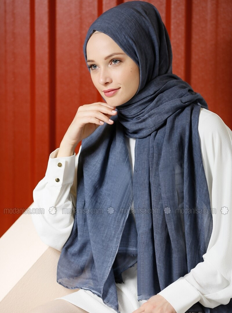 Bleu marine - Unicolore - Coton - Châle - Tuva Şal | Modanisa FR