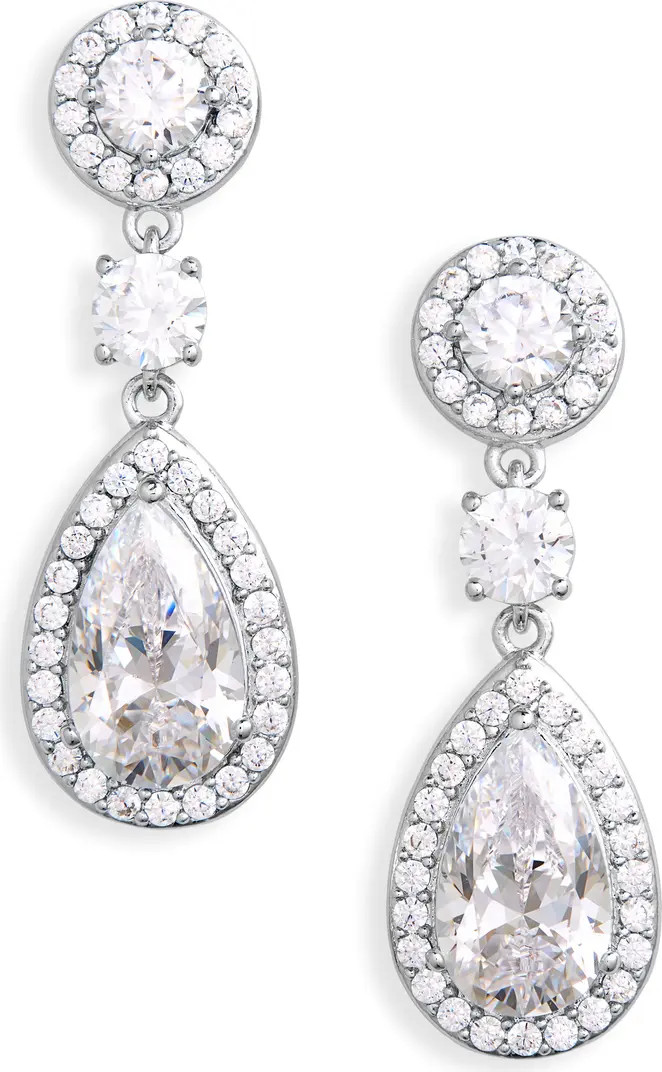 Cubic Zirconia Halo Drop Earrings | Nordstrom