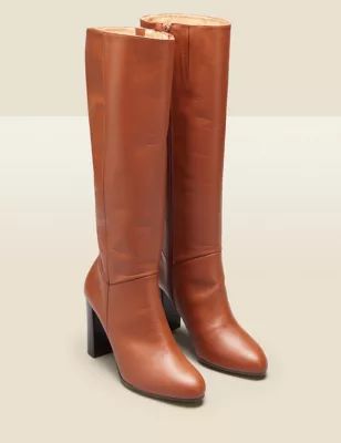 Leather Block Heel Knee High Boots | SOSANDAR | M&S | Marks & Spencer (UK)