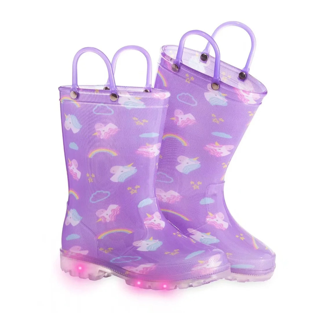 Girls Unicorn Rain Boots Toddler Kids Light Up Rainboots Waterproof and Non-Slip Rain Shoes Toddl... | Walmart (US)