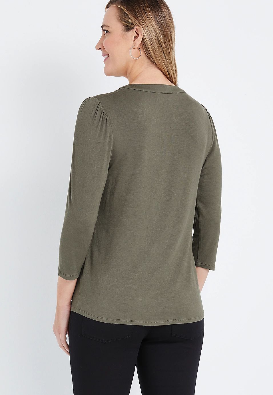 24/7 Green Button Front Tee | Maurices