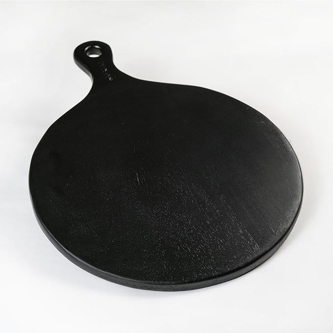 The Fine Living Co. Black Charcuterie Board, Round Paddle Board with Long Handle, Mango Wood Serv... | Amazon (US)
