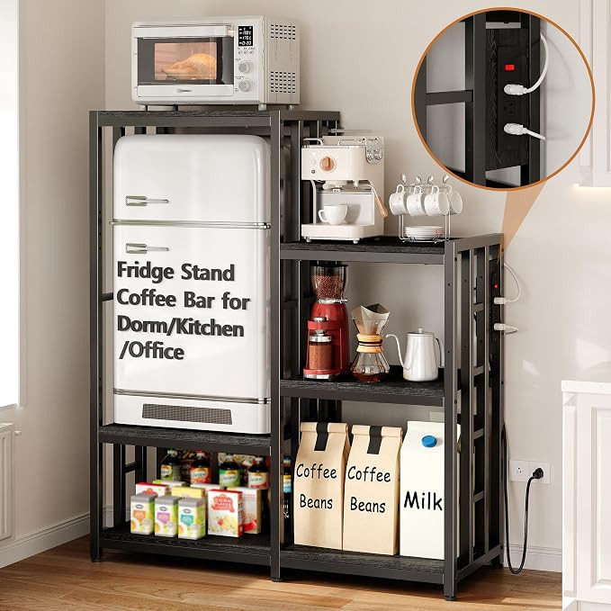 Mini Fridge Stand Coffee Bar Cabinet Station With Small Refrigerator Insert Storage Space, Shelf ... | Amazon (US)