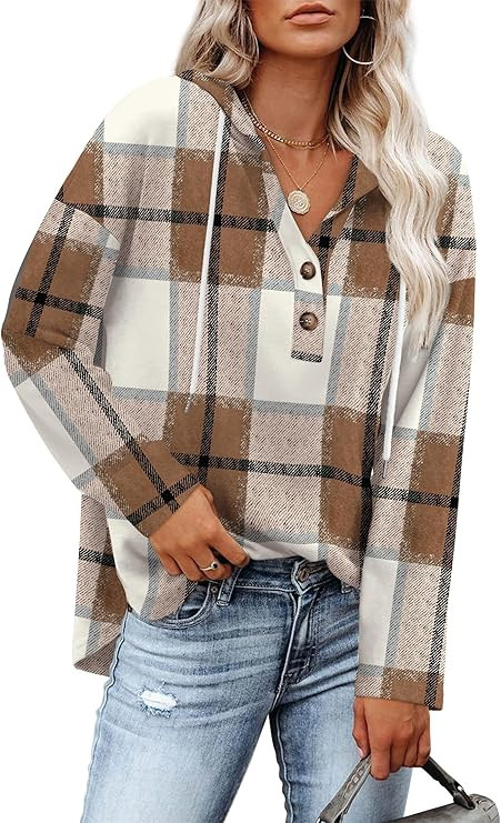 RUMIA Womens Tops V Neck Button Sweatshirt for Women Pullover Long SLeeve Shirts Fall Outfits 202... | Amazon (US)