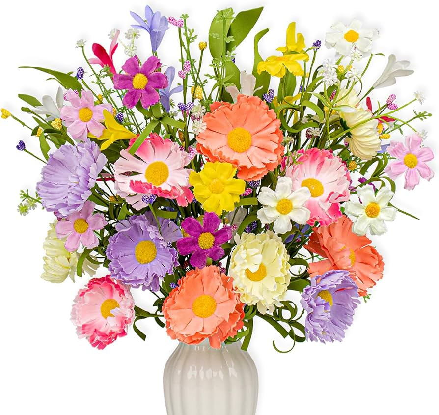 VioletEverGarden 12 Pack Spring Decorations for Home 4 Colors Artificial Spring Flowers 17 Inch S... | Amazon (US)