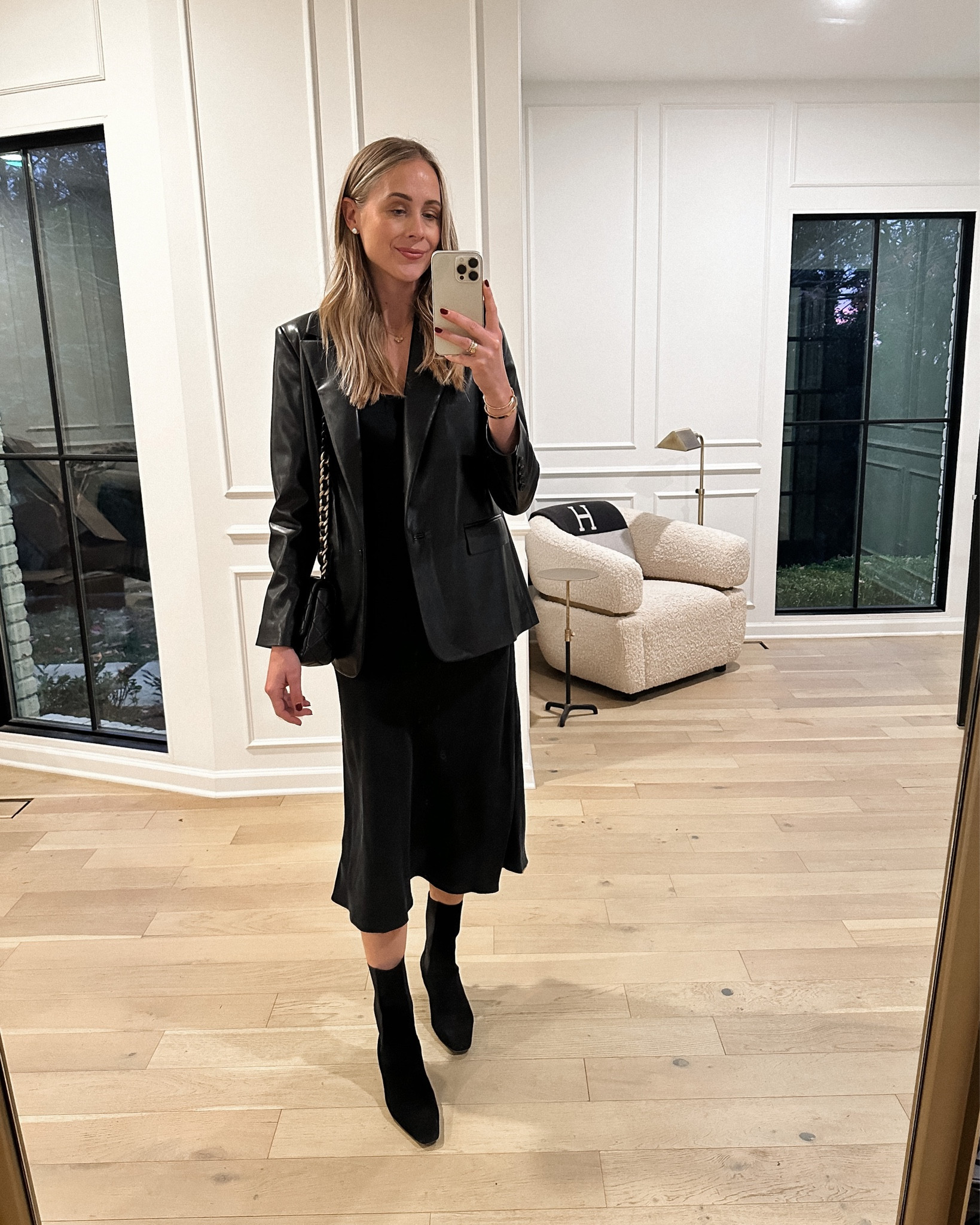 Fashion Jackson, Nashville outfit, date night outfit, black dress, slip dress, black booties, leather blazer #falloutfit #datenight #fashionjackson 

#LTKshoecrush #LTKstyletip #LTKSeasonal