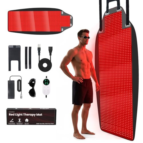 SanaTech Full Body Red Light Therapy Mat – Extra-Large 74×33.5in Red Light Therapy Blanket with 1443 Dual-Wavelength LEDs (660nm + 850nm Infrared), for Home & Travel Use (Black) | Amazon (US)