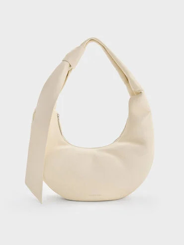 Toni Knotted Curved Hobo Bag
 - Chalk | Charles & Keith UK
