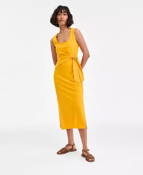 On 34th Women's Side-Tie Tank Midi Dress, Exclusively at Macy's - Macy's | Macy's