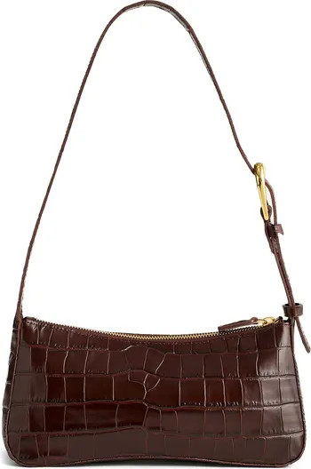 Madewell The Sculptural Buckle Croc Embossed Leather Shoulder Bag | Nordstrom | Nordstrom