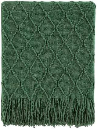 BOURINA Throw Blanket-50 x60 Green, Textured Solid Soft SofaThrow, Knitted Decorative Throw Blank... | Amazon (US)