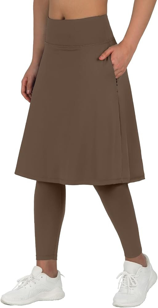 ANIVIVO Women Long Knee Length Skirt with Full Leggings,Skirted Leggings with High Waisted Pocket... | Amazon (US)